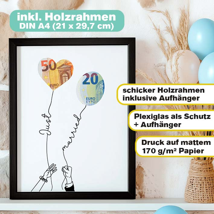 Geldgeschenk Hochzeit im Bilderrahmen Herzensprojekt Manufaktur