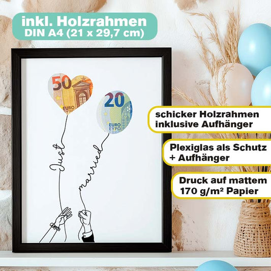 Geldgeschenk Hochzeit im Bilderrahmen Herzensprojekt Manufaktur