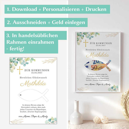 Geldgeschenk zur Kommunion basteln Herzensprojekt Manufaktur