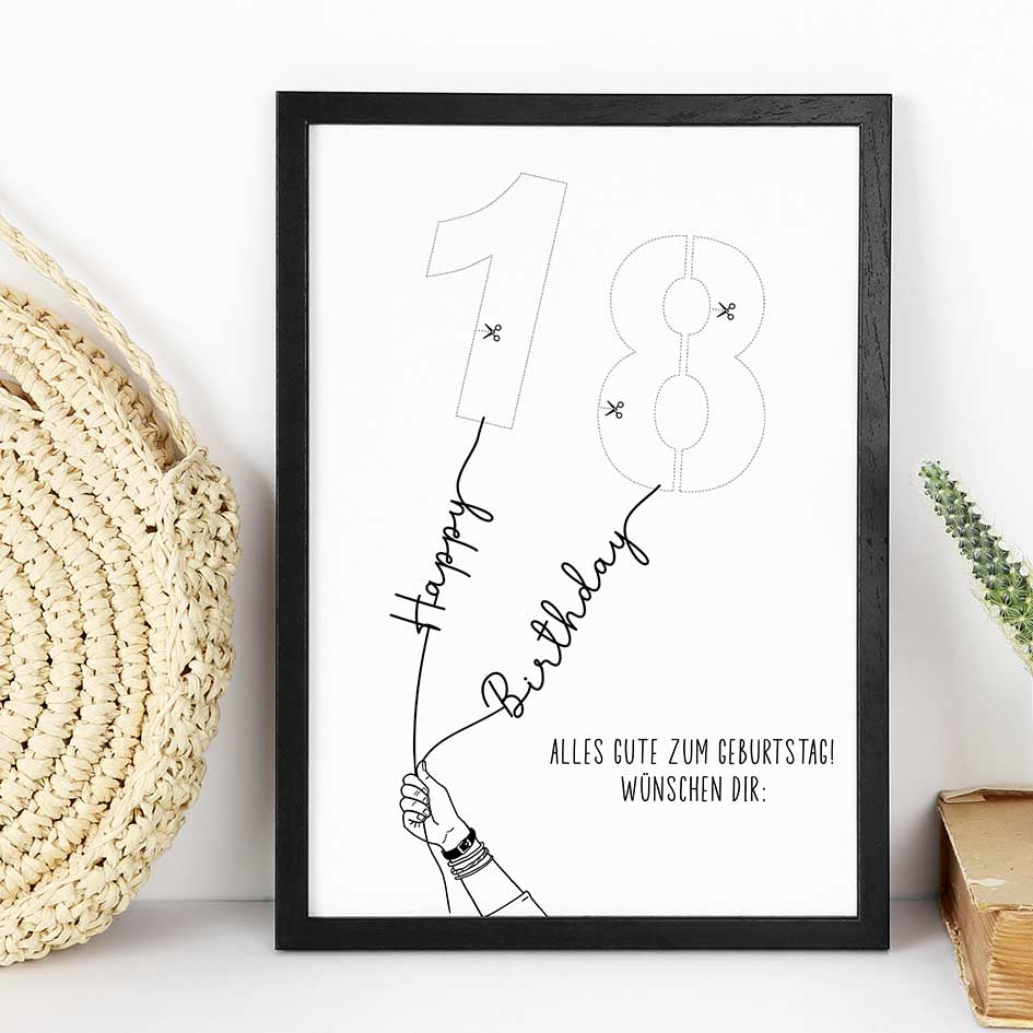 Kreatives Geldgeschenk zum 18. Geburtstag im Rahmen merchOne