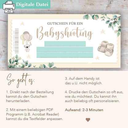 Gutschein Babyshooting Herzensprojekt Manufaktur