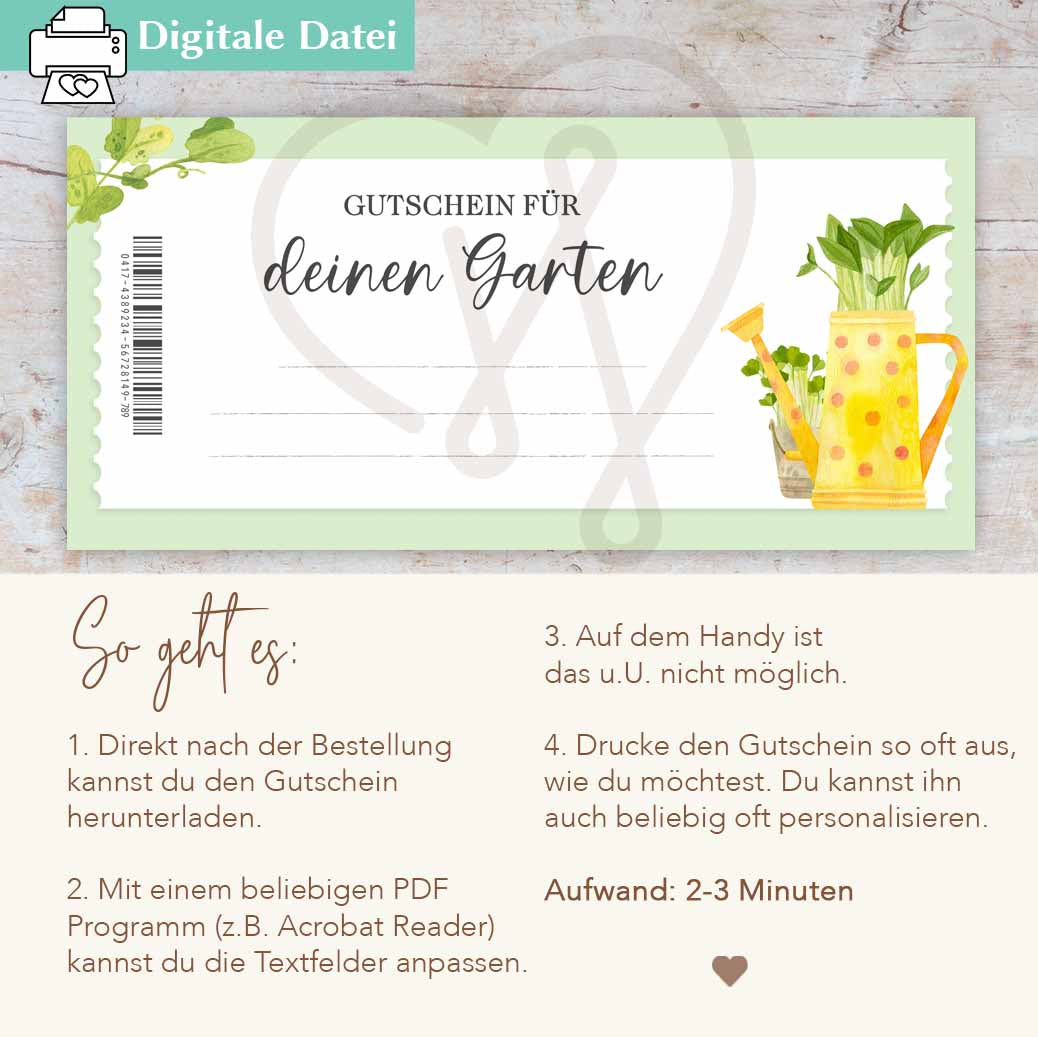Geschenkgutschein Garten Herzensprojekt Manufaktur