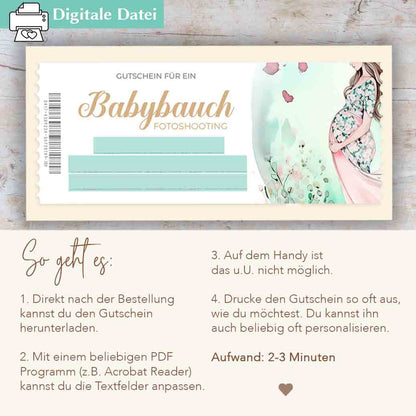 Babybauch Shooting Gutschein Herzensprojekt Manufaktur