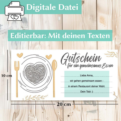 Gutscheinvorlage Essen gehen Herzensprojekt Manufaktur