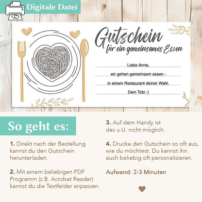 Gutscheinvorlage Essen gehen Herzensprojekt Manufaktur