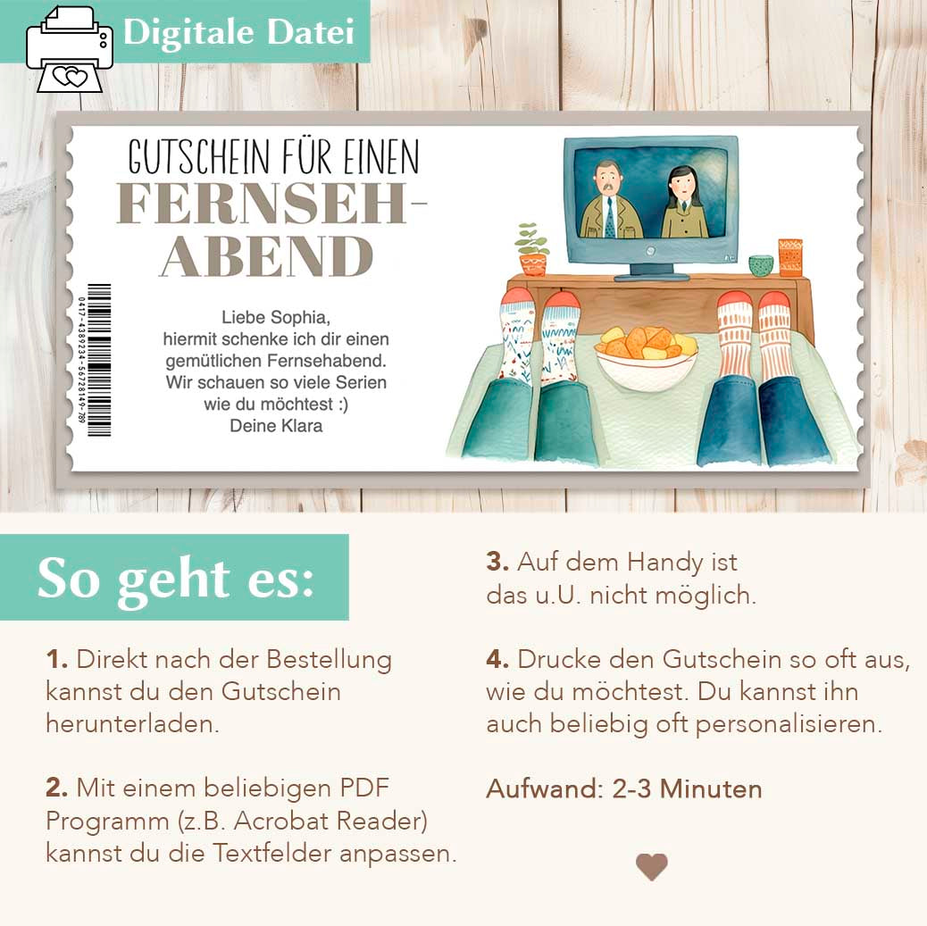Gutschein Fernsehabend Herzensprojekt Manufaktur