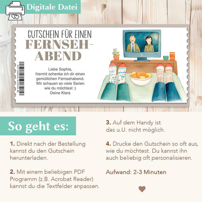 Gutschein Fernsehabend Herzensprojekt Manufaktur
