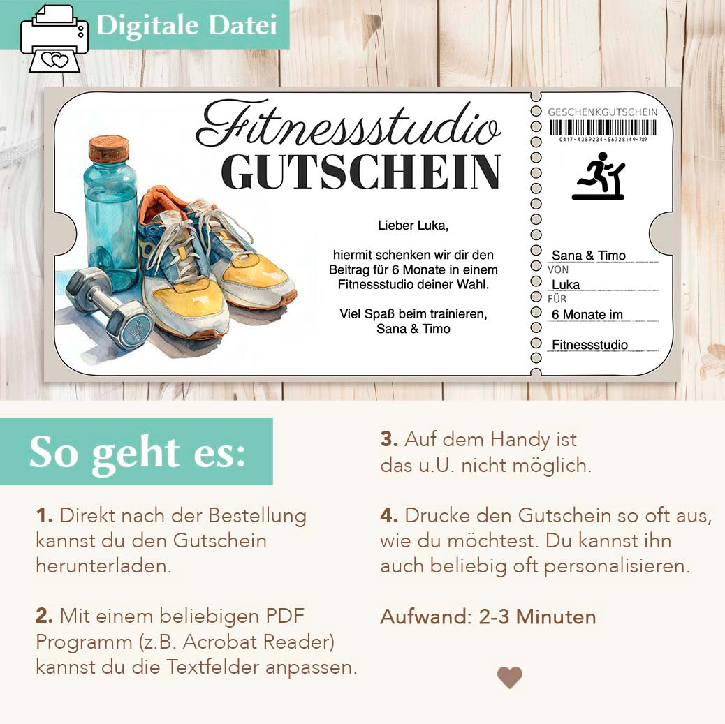 Fitnessstudio Gutschein Herzensprojekt Manufaktur