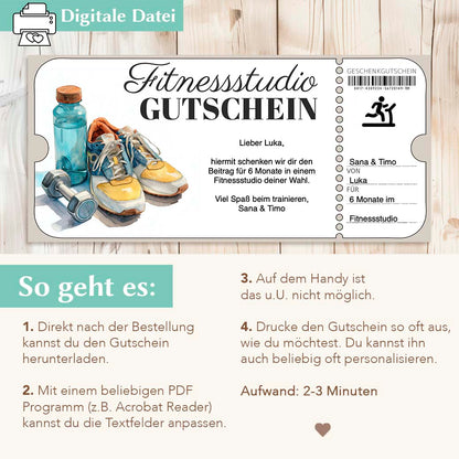 Fitnessstudio Gutschein Herzensprojekt Manufaktur