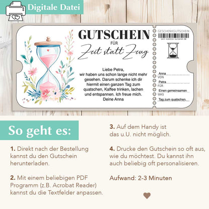 Zeit statt Zeug Gutschein Herzensprojekt Manufaktur