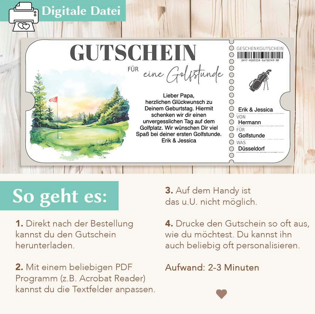 Gutschein Golfstunde Herzensprojekt Manufaktur