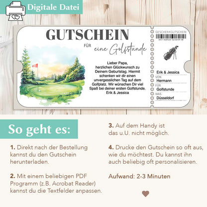 Gutschein Golfstunde Herzensprojekt Manufaktur