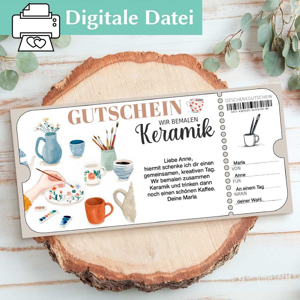 Gutschein Keramik bemalen Herzensprojekt Manufaktur