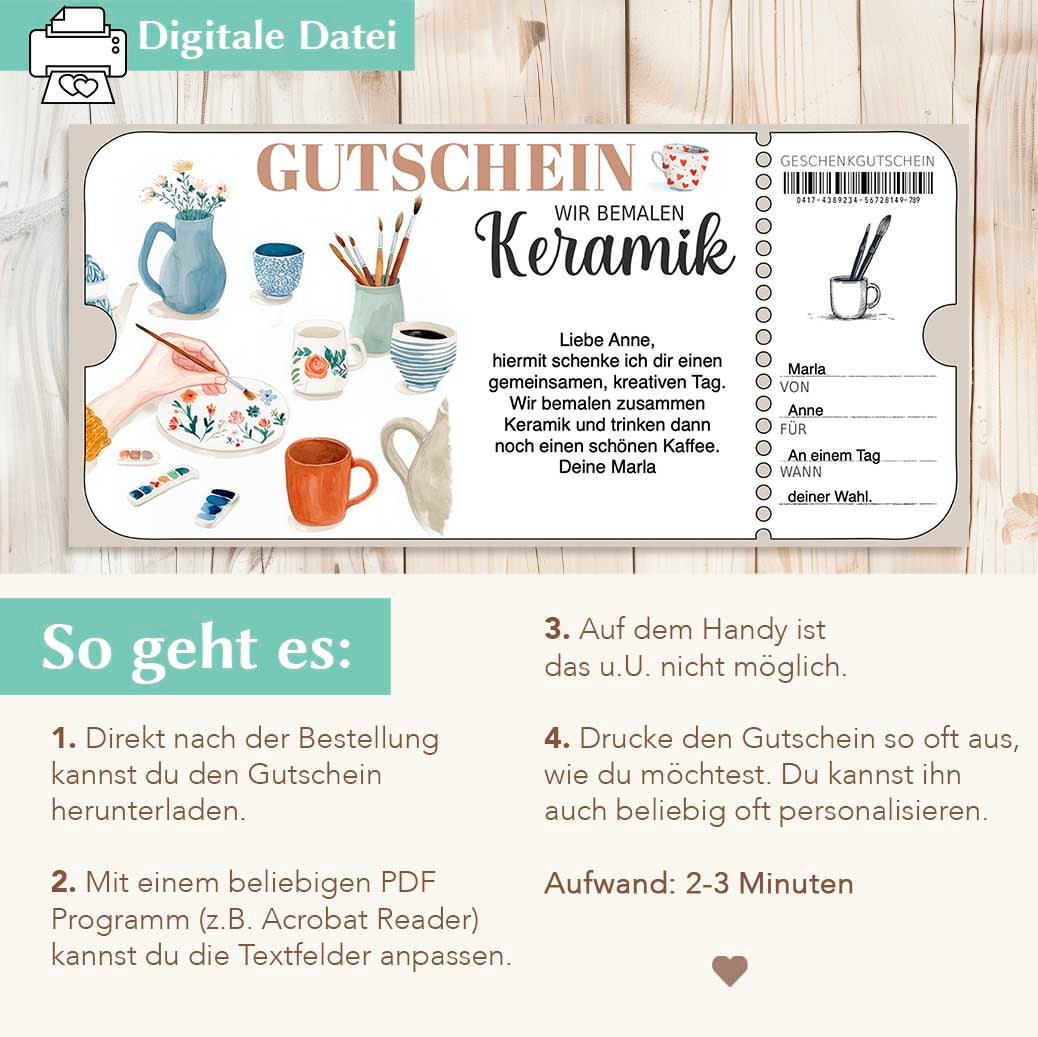 Gutschein Keramik bemalen Herzensprojekt Manufaktur