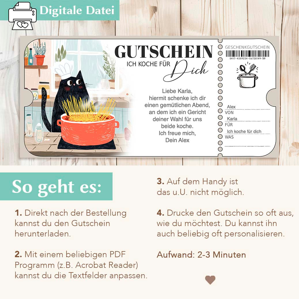 Gutschein "Ich koche für dich" Herzensprojekt Manufaktur