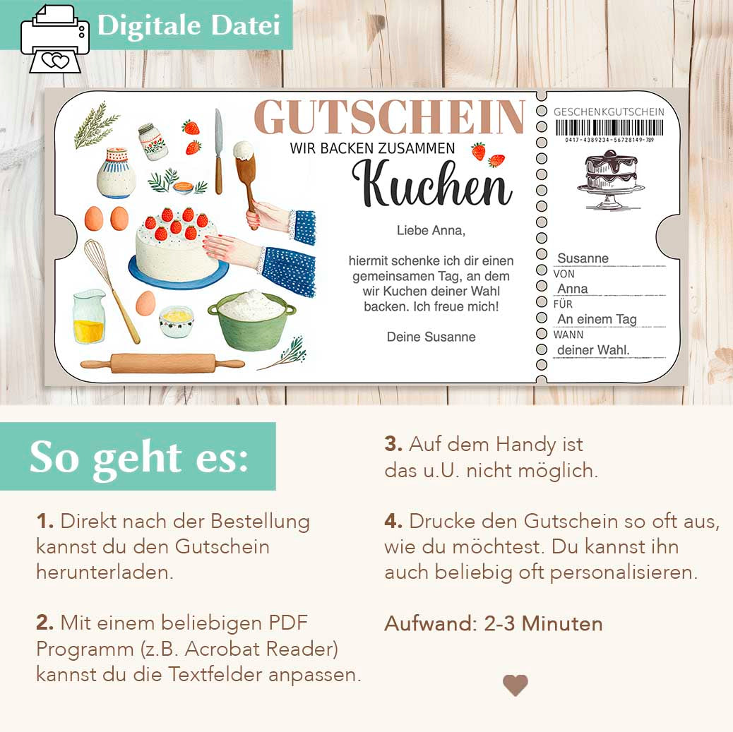 Gutschein Kuchen backen Herzensprojekt Manufaktur