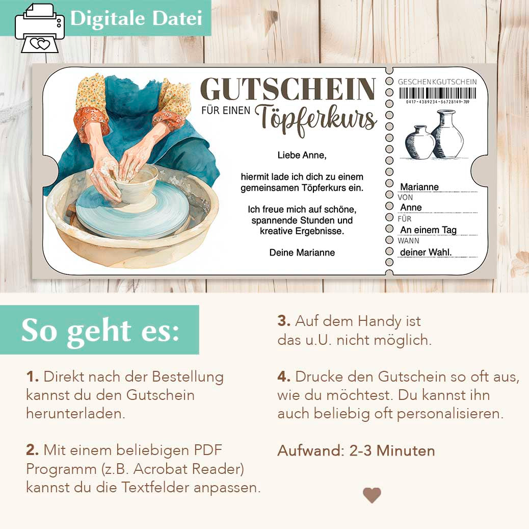Töpferkurs Gutschein Herzensprojekt Manufaktur