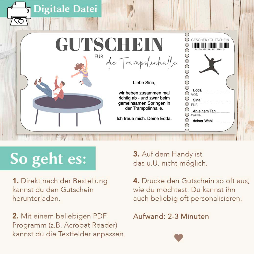 Gutschein Trampolinhalle Herzensprojekt Manufaktur