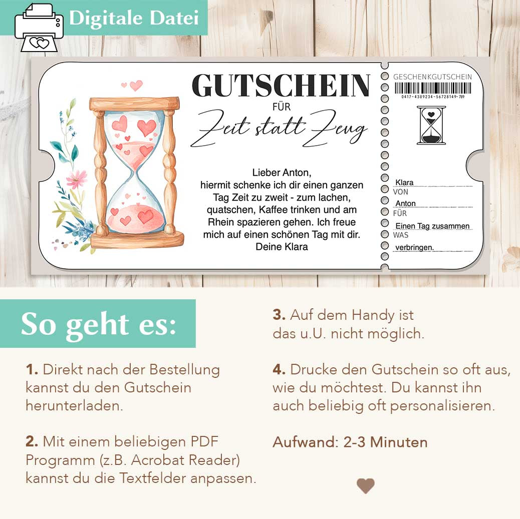 Gutschein Zeit schenken Herzensprojekt Manufaktur