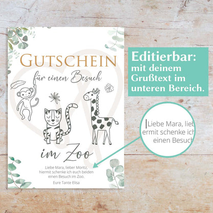 Gutschein für einen Zoobesuch Herzensprojekt Manufaktur