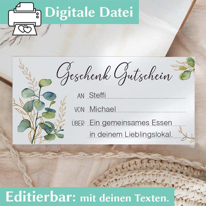 Geschenkgutschein Vorlage Herzensprojekt Manufaktur