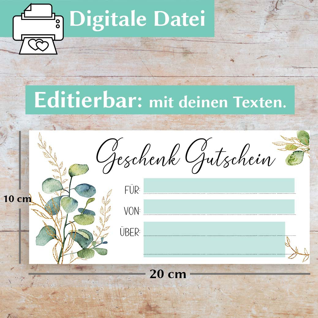 Geschenkgutschein Vorlage Herzensprojekt Manufaktur