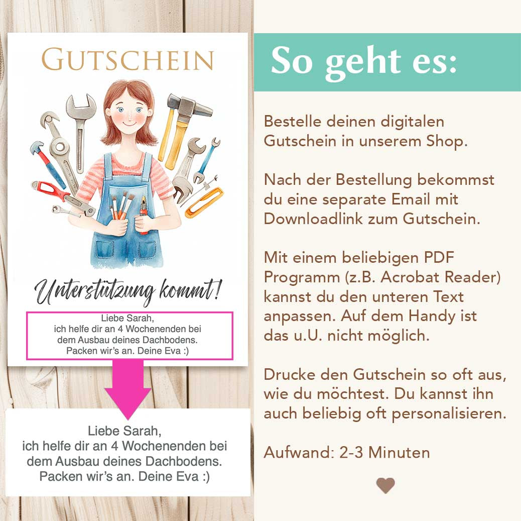 Handwerkerin Gutschein Herzensprojekt Manufaktur