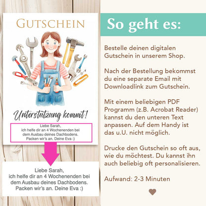 Handwerkerin Gutschein Herzensprojekt Manufaktur