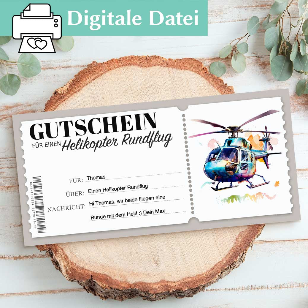 Helikopter Rundflug Gutschein Herzensprojekt Manufaktur