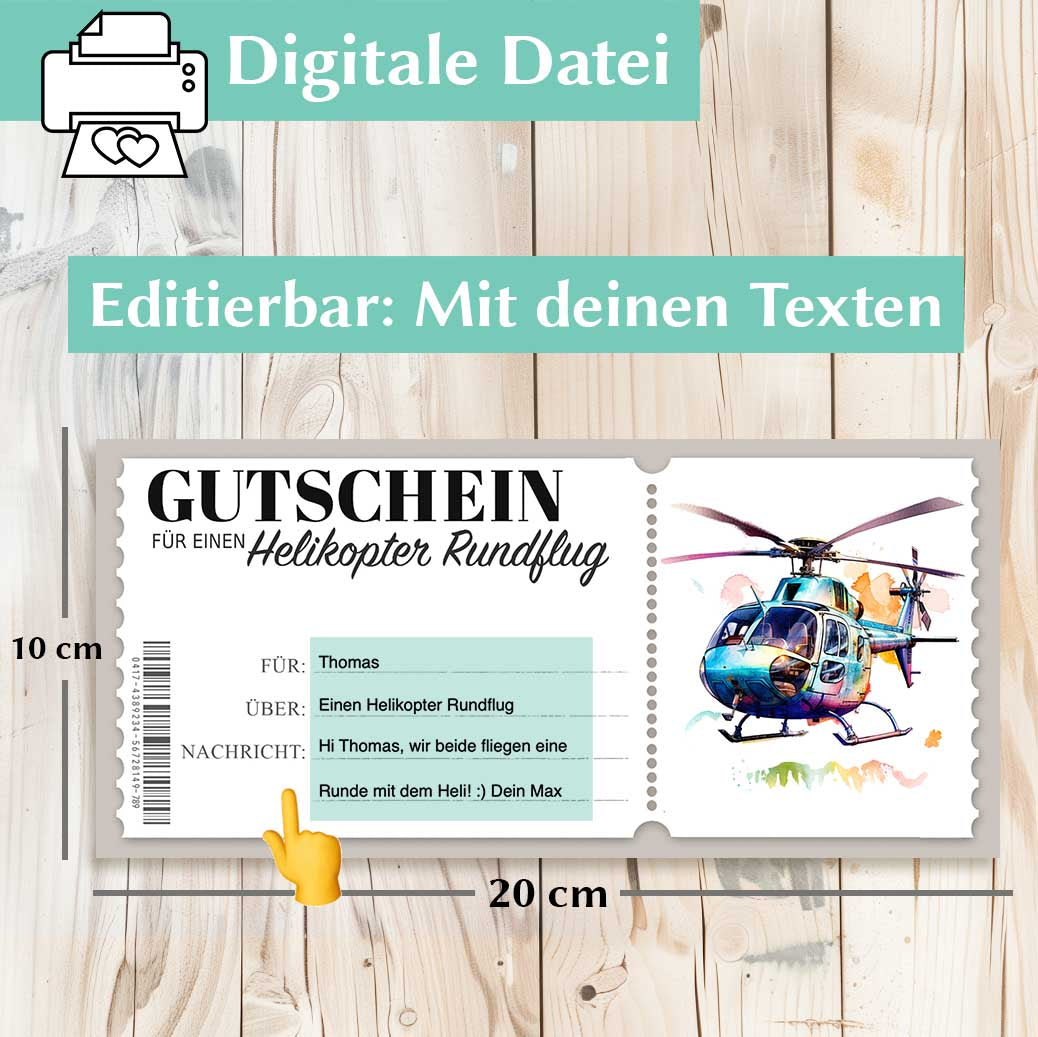 Helikopter Rundflug Gutschein Herzensprojekt Manufaktur