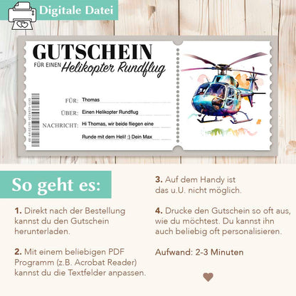 Helikopter Rundflug Gutschein Herzensprojekt Manufaktur