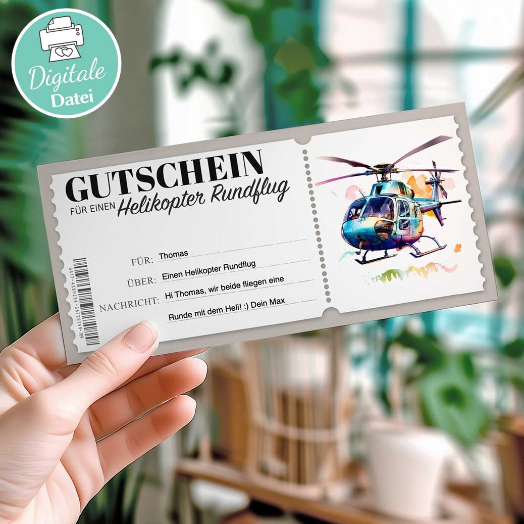 Helikopter Rundflug Gutschein Herzensprojekt Manufaktur