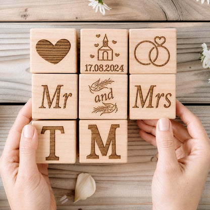 Holzwürfel zur Hochzeit Herzensprojekt Manufaktur