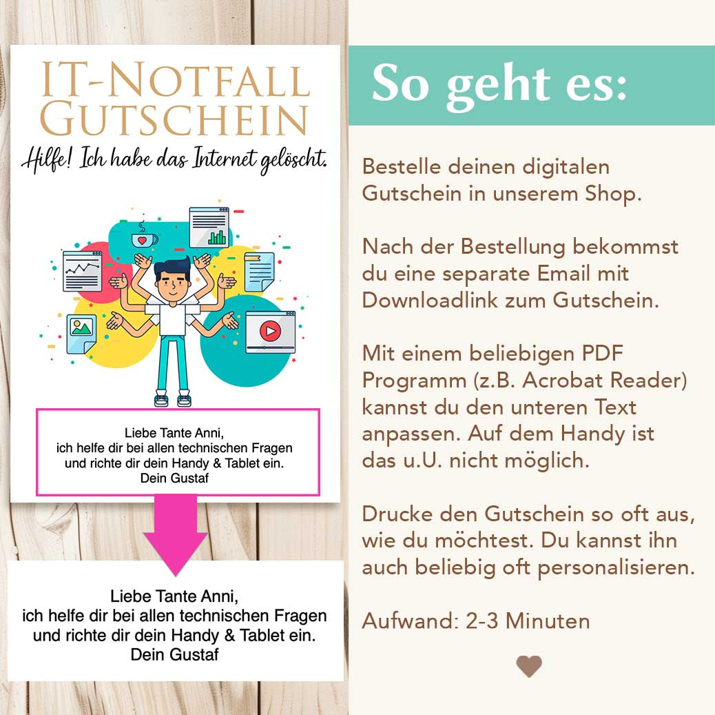 Internet gelöscht Gutschein Herzensprojekt Manufaktur