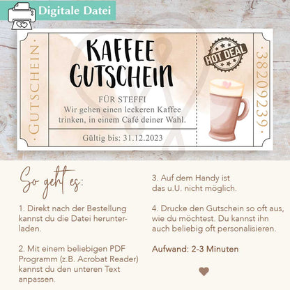 Gutschein Kaffee trinken Herzensprojekt Manufaktur
