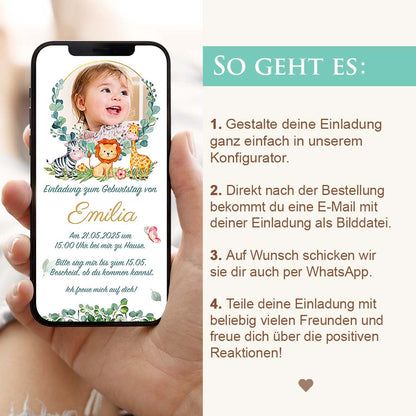 Kindergeburtstag Einladung WhatsApp Herzensprojekt Manufaktur