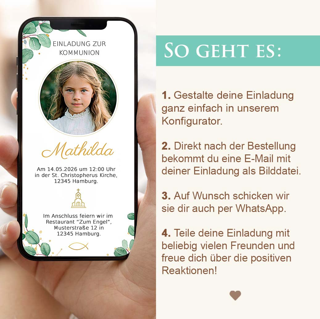 Kommunionseinladung WhatsApp Herzensprojekt Manufaktur