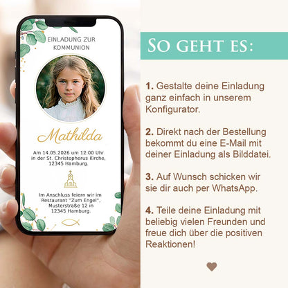 Kommunionseinladung WhatsApp Herzensprojekt Manufaktur