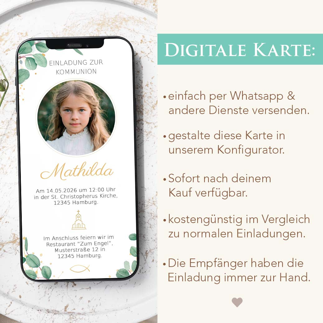 Kommunionseinladung WhatsApp Herzensprojekt Manufaktur