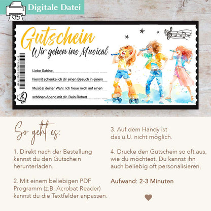 Musical Gutschein Vorlage Herzensprojekt Manufaktur