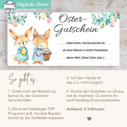 Ostergutschein PDF Vorlage Herzensprojekt Manufaktur