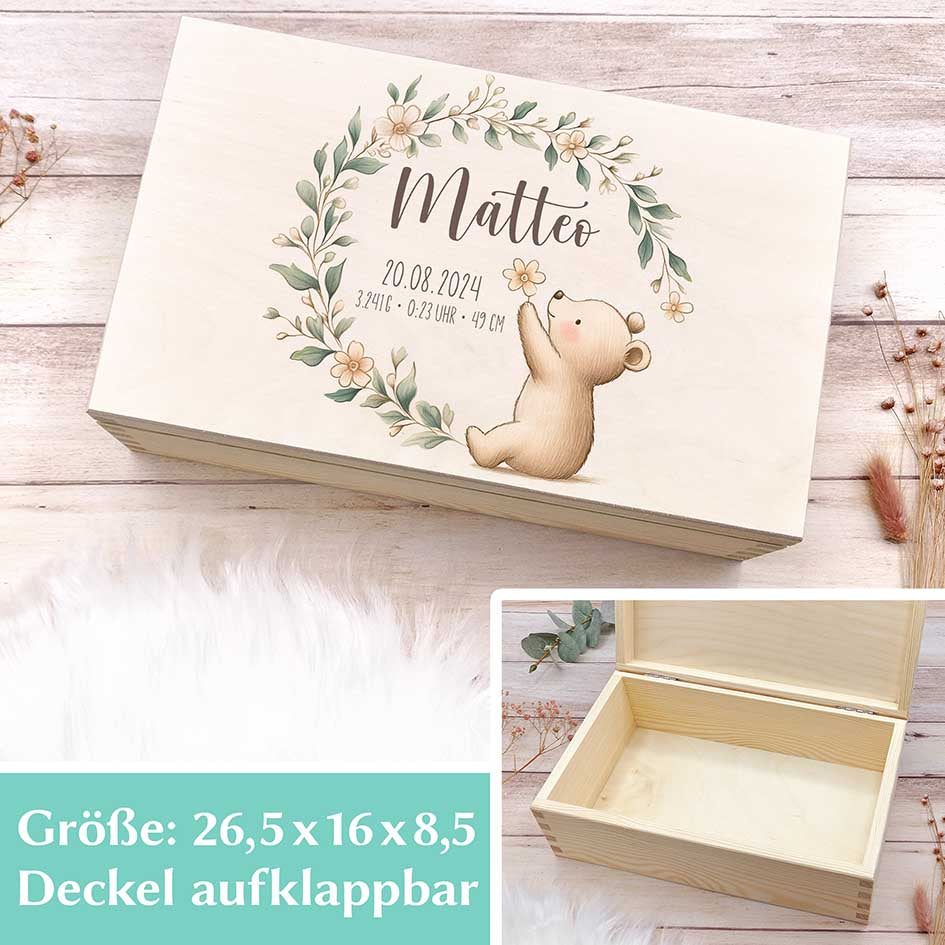 Personalisierte Erinnerungskiste Geburt Herzensprojekt Manufaktur