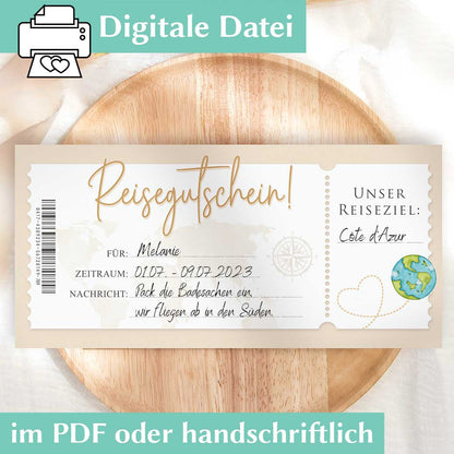 Reisegutschein Vorlage Herzensprojekt Manufaktur