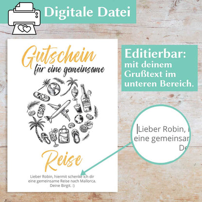 Reisegutschein gestalten Vorlage Herzensprojekt Manufaktur