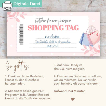 Gutschein Shopping Tag Herzensprojekt Manufaktur