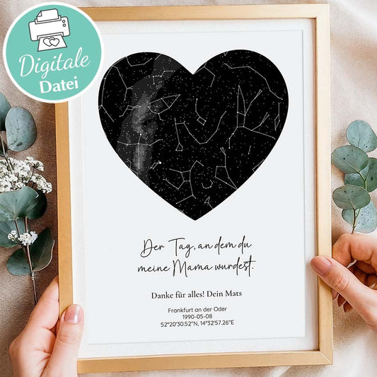 Sternenkarte Digital Mama DIN A4 Herzensprojekt Manufaktur