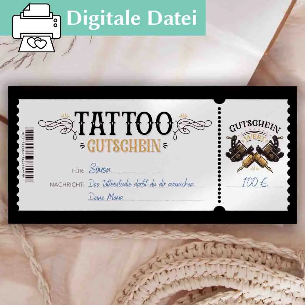 Tattoo Gutscheinvorlage Herzensprojekt Manufaktur