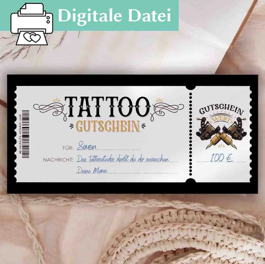 Tattoo Gutscheinvorlage Herzensprojekt Manufaktur