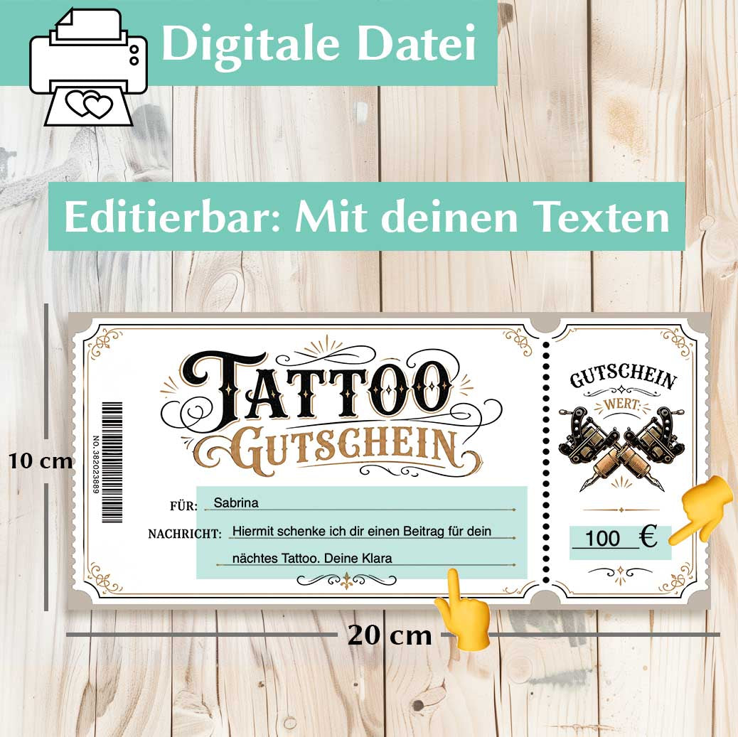 Tattoo Gutschein Vorlage Herzensprojekt Manufaktur