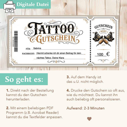 Tattoo Gutschein Vorlage Herzensprojekt Manufaktur